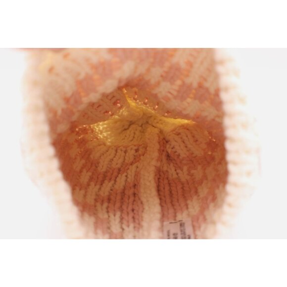 Pink and White Knit Pom Beanie Hat Made In Italy 95% Acrylic 5% Wool Warm & Soft - Picture 5 of 8